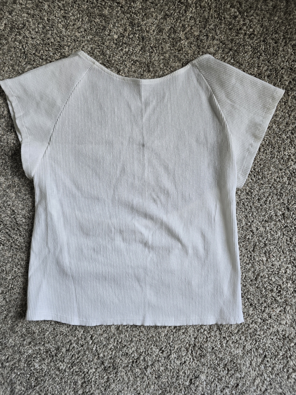 aerie White Ribbed Short Sleeve Top